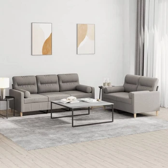Sofa Sofos komplektas su pagalvėmis, 2 dalių, taupe, audinys