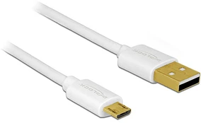 Laidas Delock USB 2.0 A male, Micro USB 2.0 B male, 0.6 m, balta