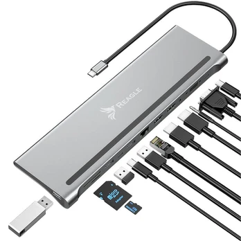 Šakotuvas Reagle Multiport 12 in 1 USB C HDMI VGA Ethernet