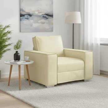 Kėdė Sofai Kreminė 59 cm Iš Dirbtinės Odos