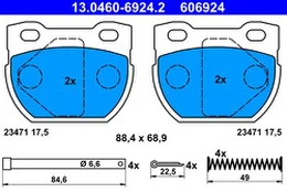 ATE 13.0460-6924.2 Brake pad set
