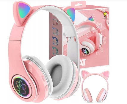 Ausinės cat ears y su bluetooth rožinės