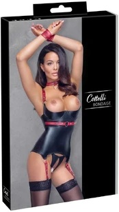 Bondage Basque black/red M Seksuali liemenėlė kaina