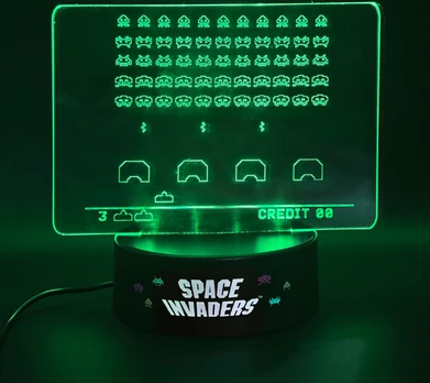 Mad Monkey Space Invaders - Acrylic Lamp