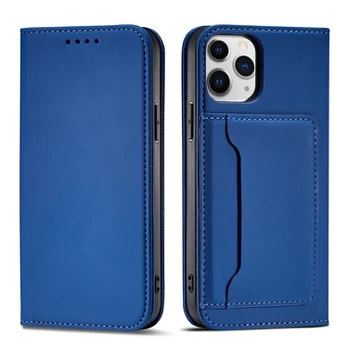 Dėklas Magnet Card Case for iPhone 12 Pro Max Mėlynas