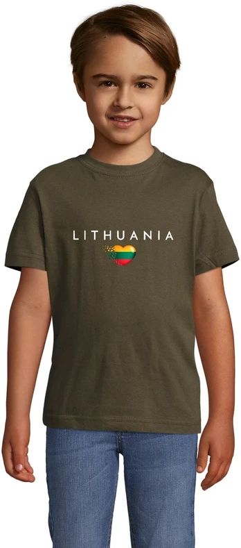 Vaikiški chaki marškinėliai Lithuania (baltas)