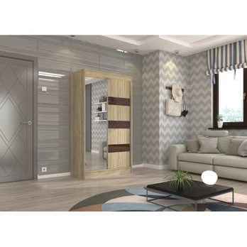 Sliding wardrobe with mirror and lacobel TOURA 120