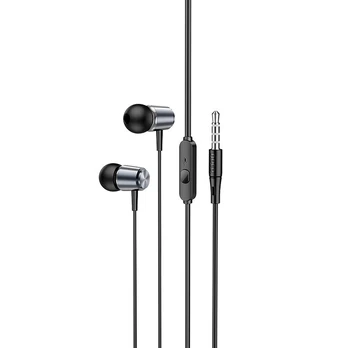 [Užsakomoji prekė] Casti Audio cu Fir Jack 3.5mm cu Microfon, 1.2m - Hoco (M108) - Metal Gray