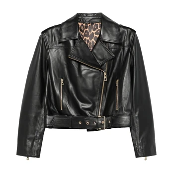 Odinė striukė moterims, Juoda, Leather jacket