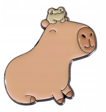 Metalinis ženkliukas Kapibara ir varlė Capybara And Frog Pin