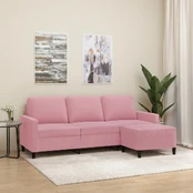 Trivietė sofa su pakoja, rožinės spalvos, 180cm, aksomas kaina