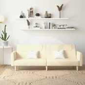 Dvivietė sofa-lova, kreminės spalvos, audinys kaina
