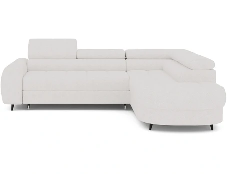 Vesteria right-hand corner sofa with sleeping function and storage compartment, white bouclé, Modern, White