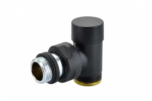 Angle lockshield valve Compact 1/2` x 24-19. Juodas Mat