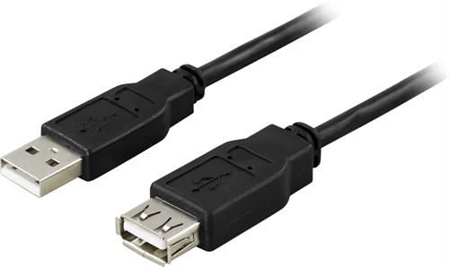 DELTACO USB 2.0 cable Type A ha - Type A ho 5m, blackStandard USB extension cable.American Wire Gaug