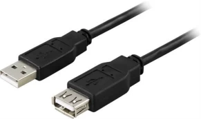 DELTACO USB 2.0 cable Type A ha - Type A ho 5m, blackStandard USB extension cable.American Wire Gaug kaina