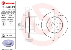 Stabdžių diskas BREMBO 08.9461.21 kaina