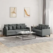Sofa Sofos komplektas su pagalvėlėmis, 2 dalių, pilkas, audinys kaina