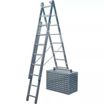 Kopėčios CORDA TR 033406, 3 x 10, aliumininės, universalios, pastatomos ant laiptų