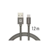 Swissten Textile Universal Quick Charge 3.1 USB-C Data and Charging Cable 1.2m Grey kaina