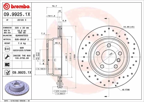 Stabdžių diskas BREMBO 09.9925.1X