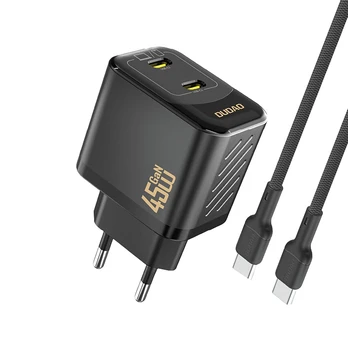 Įkroviklis Dudao A28PC GaN 45W 2xUSB-C + USB-C to USB-C cable 1.0m juodas