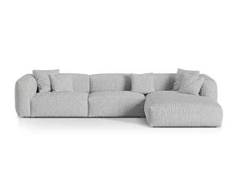 Boucle Modular Right Corner Sofa, "Martina", 3 Seats, 330x176x75, Silver