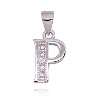 Sidabrinis raidės pakabukas su cirkoniais „P“