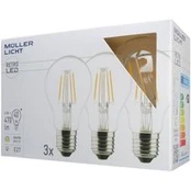 LED lempa E27 4W 2700K Žibalinis siūlas, 3 vnt., 470lm
