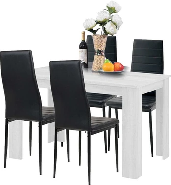 5-ių dalių valgomojo komplektas GoodHome, baltas/juodas