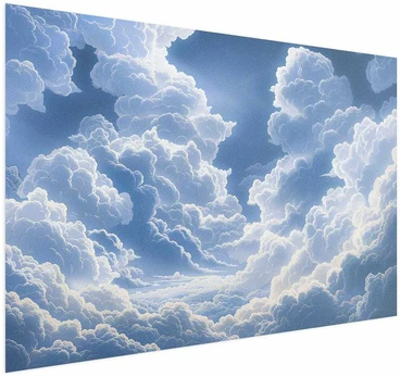 Artgeist Plakatas - Mėlyna Sky Breaking Through Baltas, Fluffy Clouds