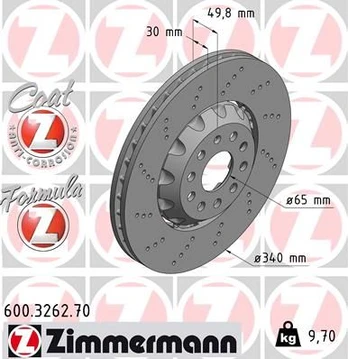 Stabdžių diskas ZIMMERMANN 600.3262.70