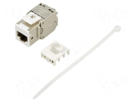 RJ45 module | Keystone | white,grey | IEEE 802.3at | on cable | Cat 6a