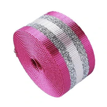 Poliesterinis lureksinis diržas rankdarbiams, Fusia-Silvery