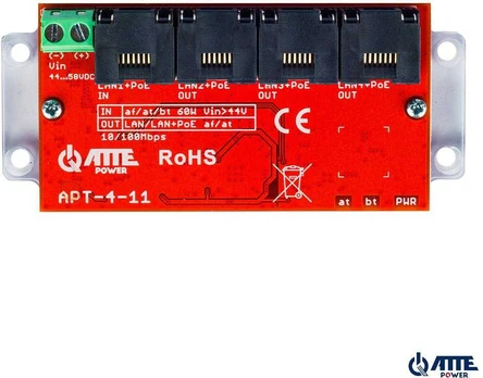 Šakotuvas ATTE APT-4-11 Switch PoE 4 portowy 10/100Mbps, extender