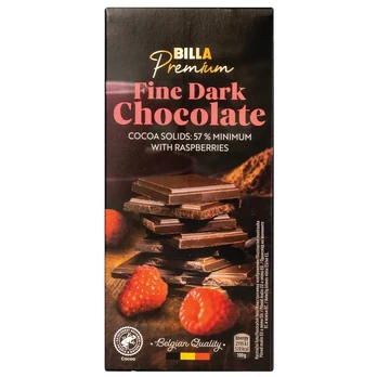 Juodasis šokoladas su avietėmis BILLA PREMIUM, 100 g