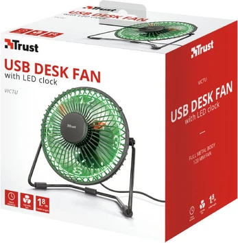 USB ventiliatorius Trust VICTU su LED laikrodžiu, 130mm