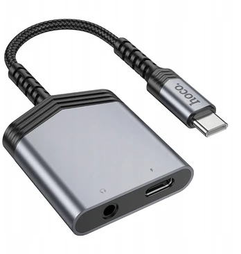 Adapteris Hoco Ls39 Usb-c į Usb-c / Jack 3.5mm, 27w, Pilkas