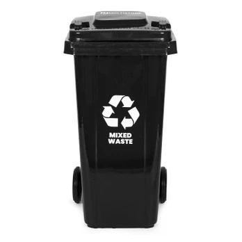 Multistore 240L Large Wheelie Bin with Rubber Wheels – Juodas for Mixed Waste