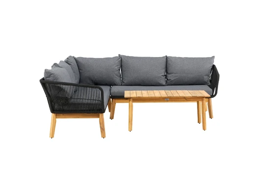 Chania Corner sofa - Black/Acacia