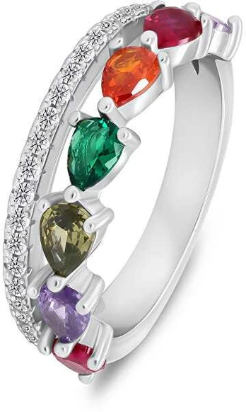 Brilio Silver Sidabrinis ring with colored zircons RI127W