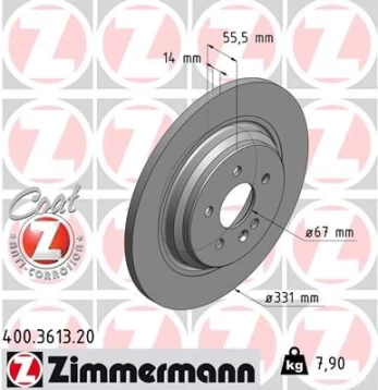 Stabdžių diskas ZIMMERMANN 400.3613.20