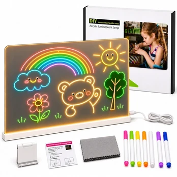 LED piešimo lenta su žymekliais, 30 × 20 cm