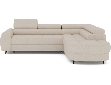 Vesteria right-hand corner sofa with sleeping function and storage compartment, beige bouclé, Modern, Beige
