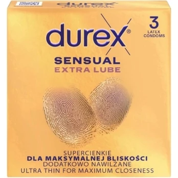 Durex Sensual Extra Lube 3 vnt. dėžutė