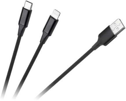 Cabletech Kabelis wtyk USB A - wtyk USB C/ wtyk lightningh (2w1) 1m