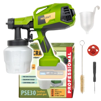 Akumuliatorinis dažymo pistoletas ProCraft PSE30bb, 20 V, (be akum. ir krov.)