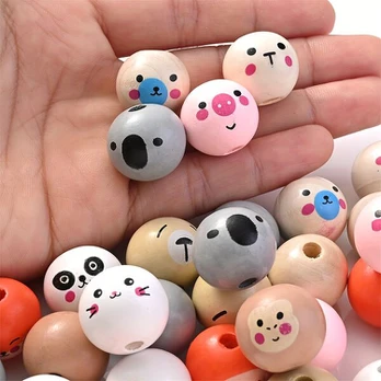Mediniai karoliukai, panda10Pcs