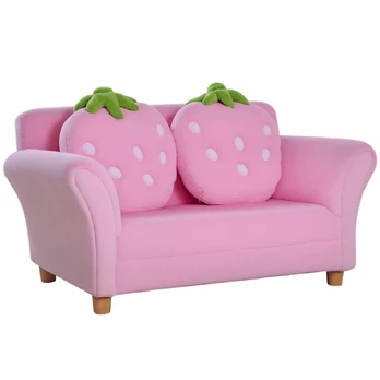 Homcom Vaikiška sofa braškių spalvos vaikų kambariui