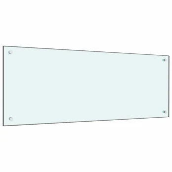 Virtuvės sienelė, baltos spalvos, 100x40cm, grūdintas stiklas